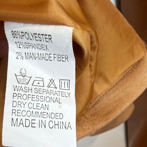 Chartou Women's Tan Fringe Faux Suede Jacket, L- Western, Cropped Moto, Fringe - Picture 3 of 7